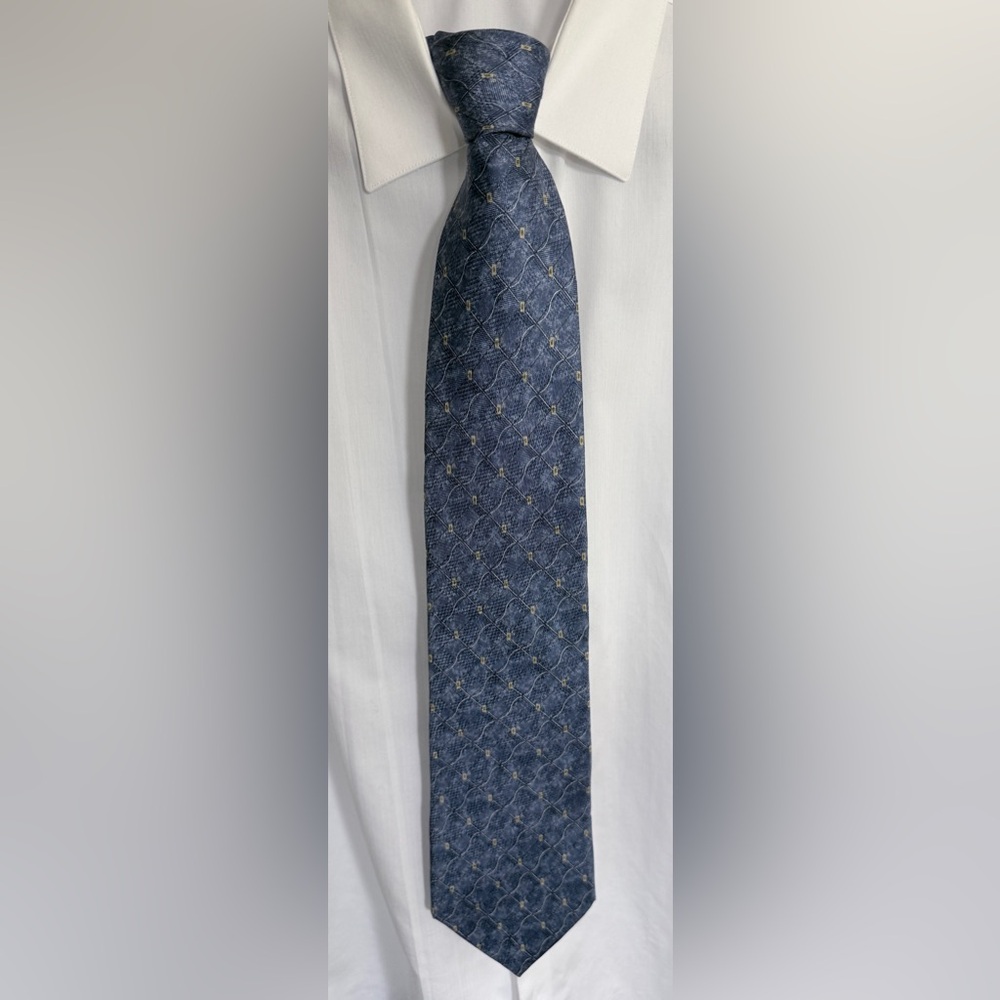 Tom James Blue Patterned Men's Silk Tie
